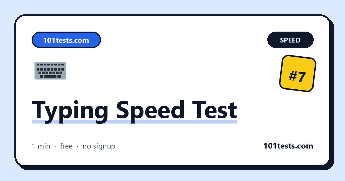 Typing Speed Test — Free WPM & Accuracy Test | 101Tests.com